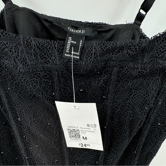 Forever 21 Black Corset Tank Top w/ Ombre Rhinestones – Size Medium (NWT) - Picture 4 of 6